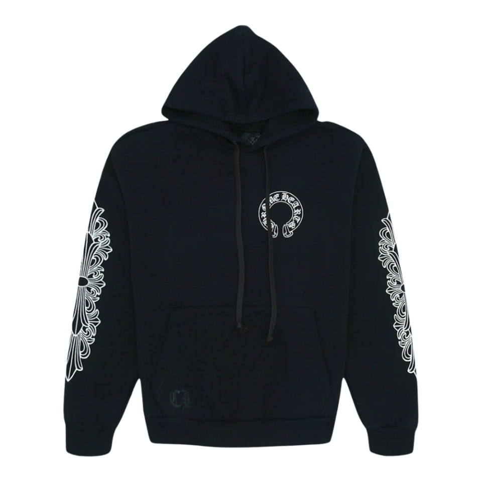 Chrome Hearts Horse Shoe Floral Hoodie Black