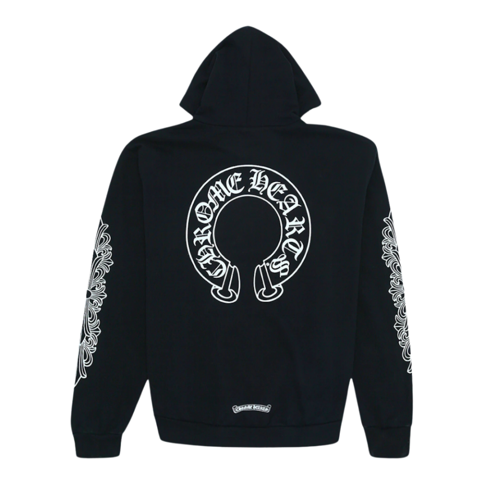 Chrome Hearts Horseshoe Floral Hoodie Black