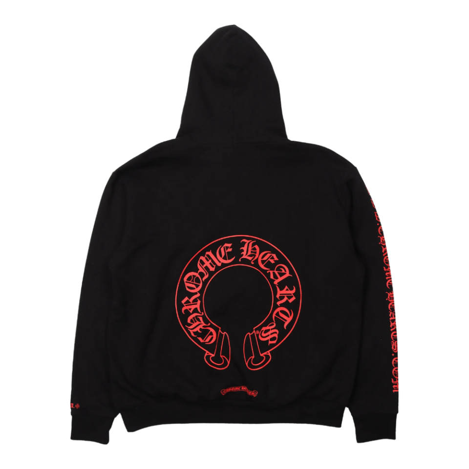 Chrome Hearts Horseshoe Pullover Hoodie Black/Red