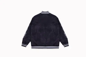Chrome Hearts Embroidered Sleeve Varsity Jacket - Black Streetwear Coat - B