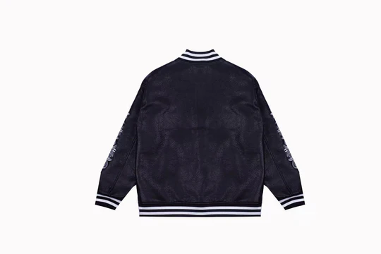 Chrome Hearts Embroidered Sleeve Varsity Jacket - Black Streetwear Coat - B
