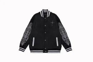 Chrome Hearts Embroidered Sleeve Varsity Jacket - Black Streetwear Coat - F