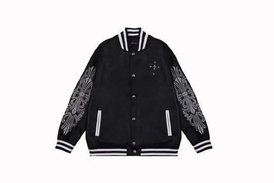 Chrome Hearts Embroidered Sleeve Varsity Jacket | Black Streetwear Coat