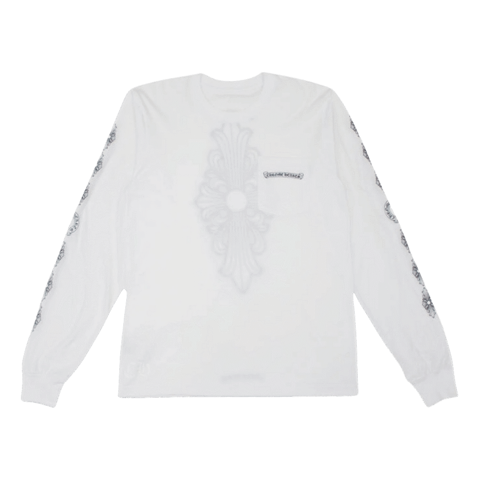 Chrome Hearts Floral Cross L-S T-Shirt White - F