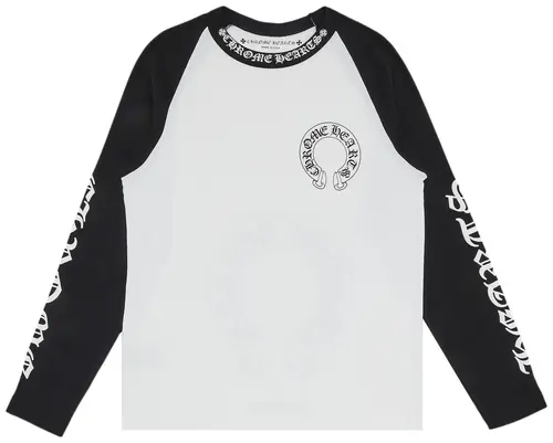 Chrome Hearts Horseshoe Neck Logo 3/4 Shirt ‘Black/White’
