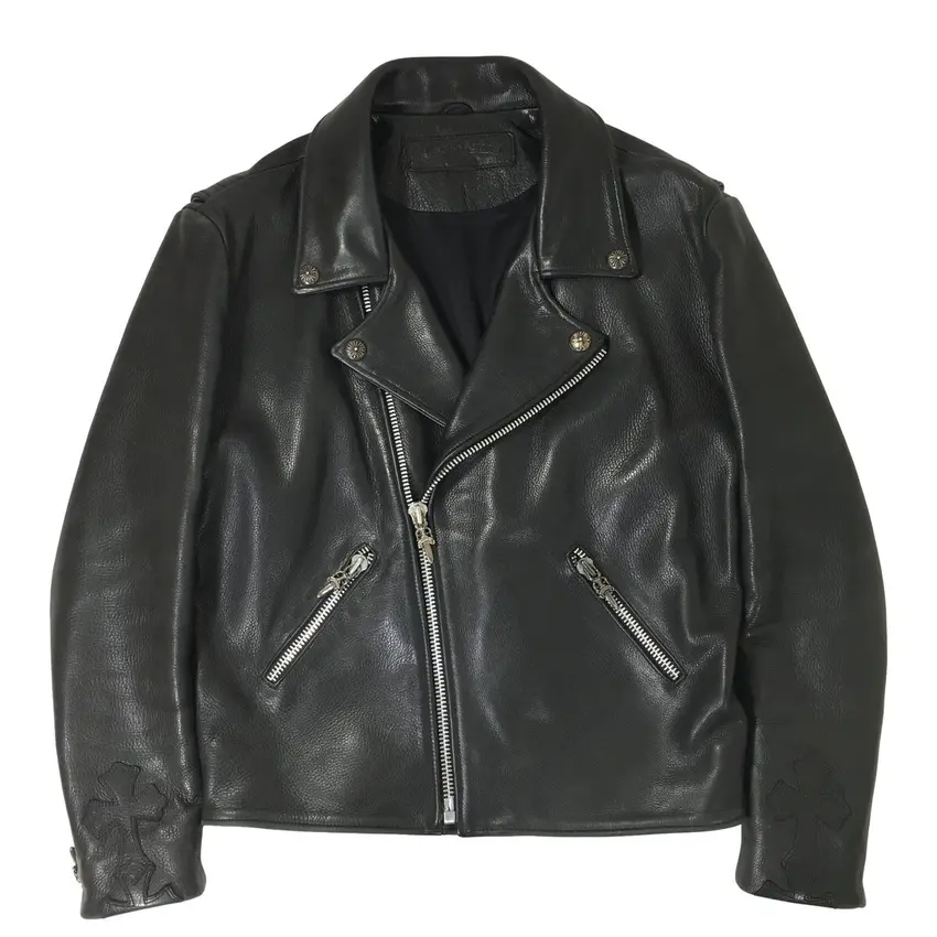 Chrome Hearts Leather Double Riders Jacket Cross Patch