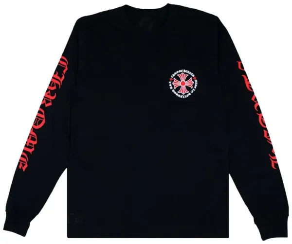 Chrome Hearts Made In Hollywood Plus Cross LS T-Shirt ‘Black-Red’ - F