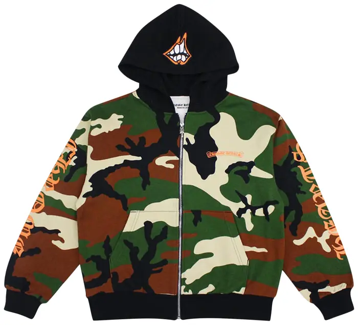 Chrome Hearts Matty Boy Caution Zip Up Hoodie ‘Camo’ - F