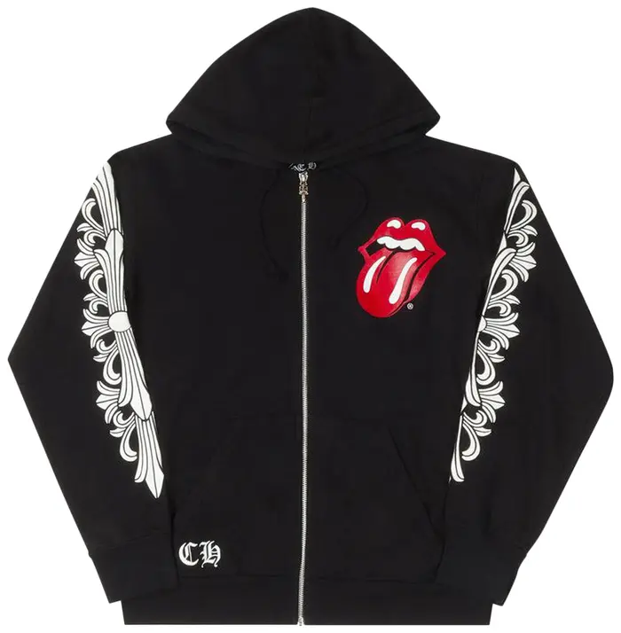 Chrome Hearts Rolling Stones Zip Up Hoodie Black