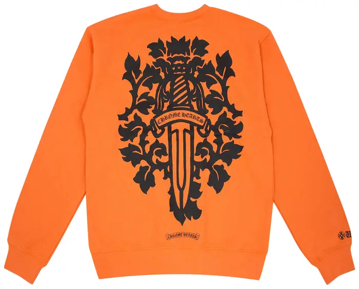 Chrome Hearts Vine Dagger Crewneck Orange Sweatshirt