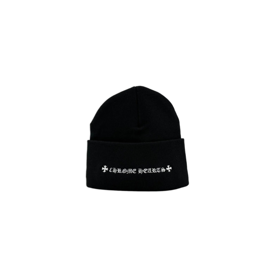 Chrome Hearts Logo Embroidered Beanie Hat Black