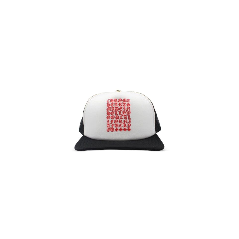 Chrome Hearts Eyechart Trucker Hat White/Black